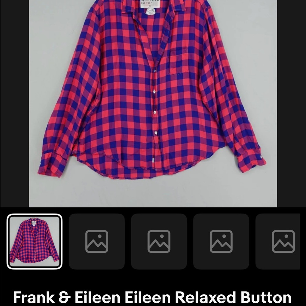 Frank & Eileen Vibrant Plaid Button-Up Shirt XL Modal material